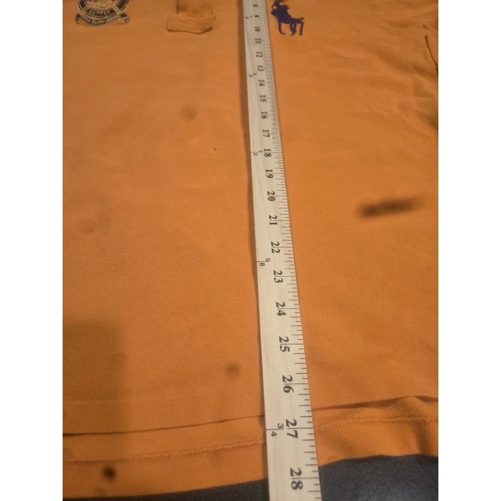 Polo Ralph Lauren Big Pony Marine Supply Polo Shirt Orange Blue XL Cotton